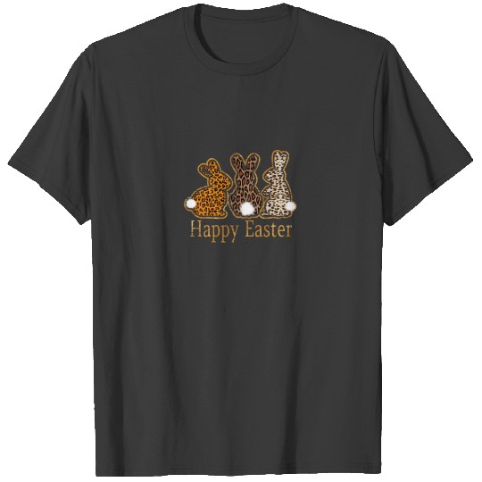 Happy Easter Leopard Print Easter Bunnies T-shirt