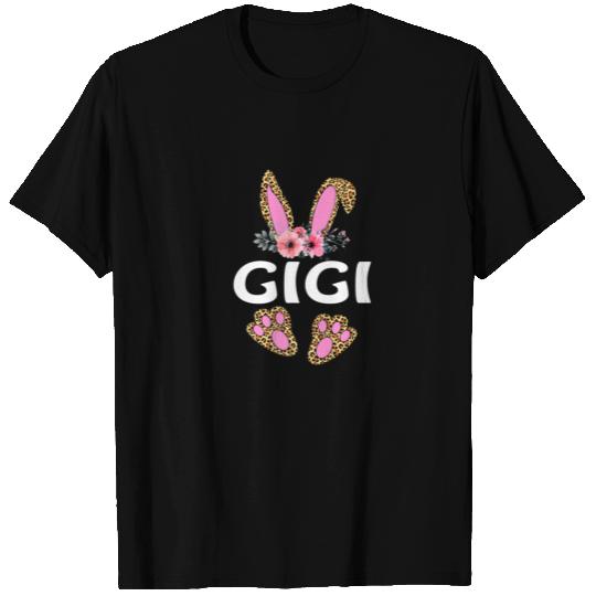 Fun Flower Floral Leopard Gigi Bunny Happy Easter T-shirt
