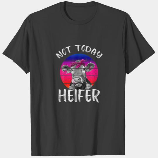 Retro Vintage Not Today Heifer Cow Lover Farming L T-shirt