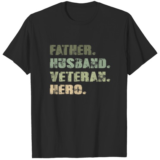 Discover Father Husband Veteran Hero Vintage 4Th Of July T-shirt