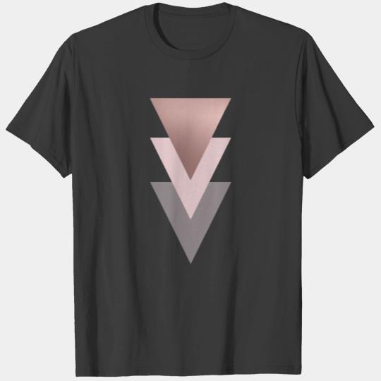 elegant clear rose gold foil geometric triangles T-shirt