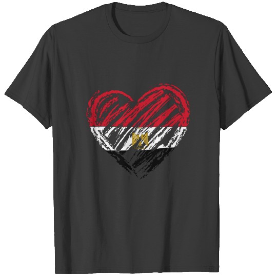 Discover Egypt Heart Flag In Hand Drawing For Egyptians T-shirt