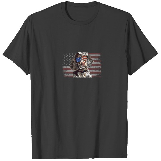 English Setter Dog July 4Th Retro USA American Fla T-shirt