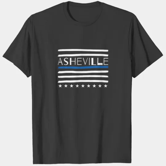 Thin Blue Line Heart Asheville North Carolina Poli T-shirt