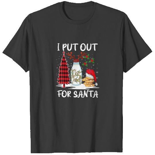 I Put Out For Santa Christmas Pajama Tree Holly Fa T-shirt