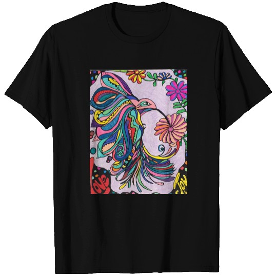 Fancy Colorful Hummingbird Design Polo T-shirt