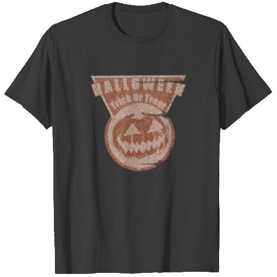 Halloween Trick Or Treat Triangle Orange Worn Look T-shirt