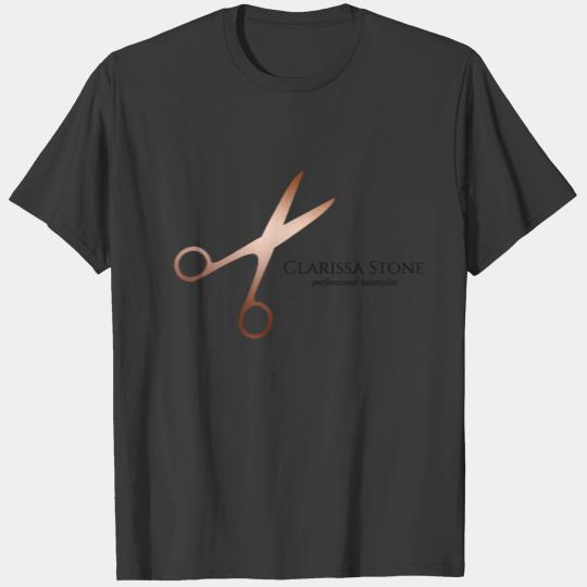 Elegant modern rose gold scissors hairstylist T-shirt
