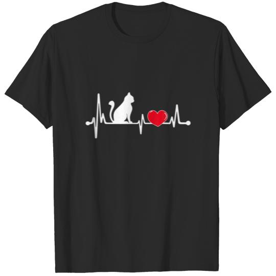 Funny Cat Heartbeat - Cat Lovers Gifts For Men Wom T-shirt