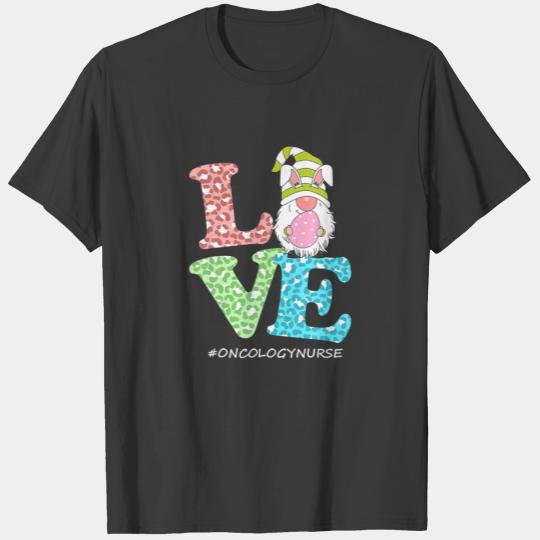 Funny LOVE Gnome Oncology Nurse Leopard Happy East T-shirt