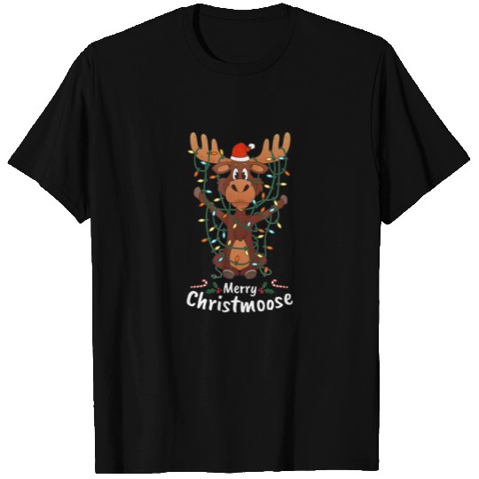 Merry Christmoose Christmas Moose Xmas Tree Lights T-shirt