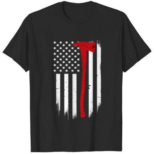 Discover Thin Red Line Flag Ax Firefighter Support T-shirt
