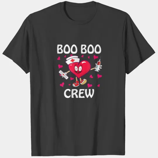 Funny Nurse Heart Boo Boo Crew Valentine's Day Hea T-shirt