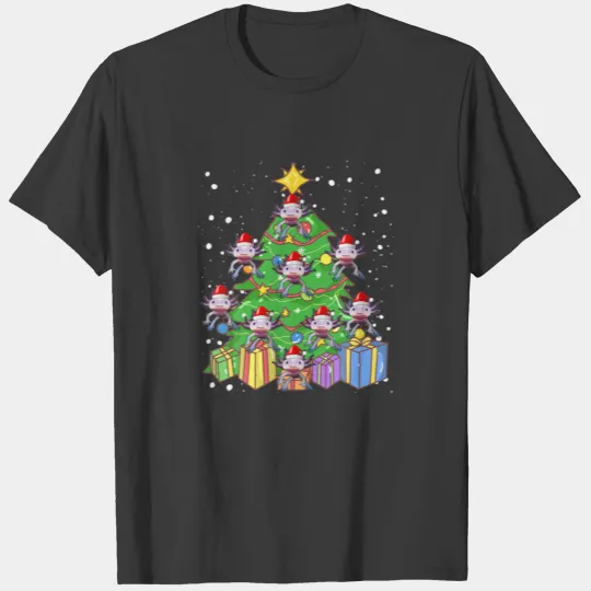 Axolotl Christmas Tree Kids Youth Cute Axololt Xma T-shirt