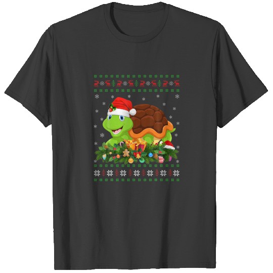 Sea Turtle Animal Lover Santa Hat Ugly Turtle Chri T-shirt