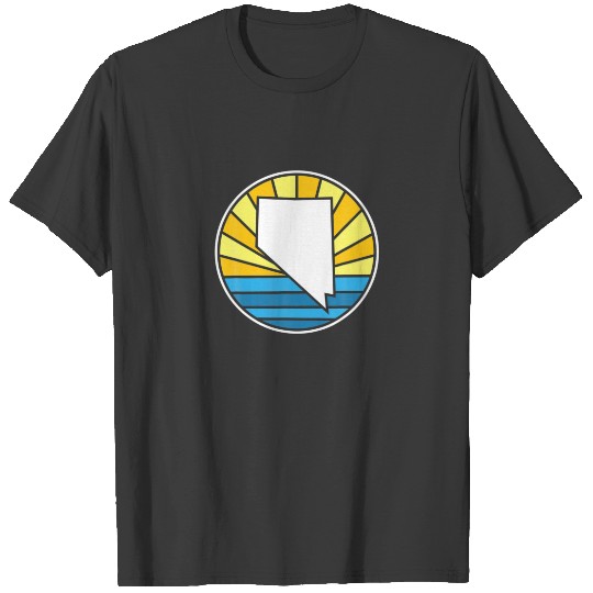 Retro Nevada Sunset 70S Stained Glass Design T-shirt