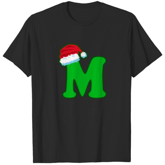 Discover Letter M Father Christmas Santa Claus Hat Alphabet T-shirt