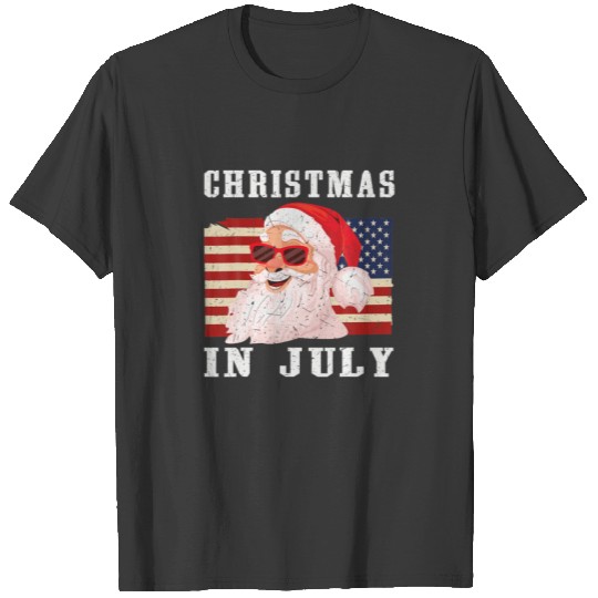 Funny Christmas In July Santa 4Th Christmas In Jul T-shirt