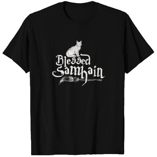 Blessed Samhain - Cat Witches Broom 2 T-shirt