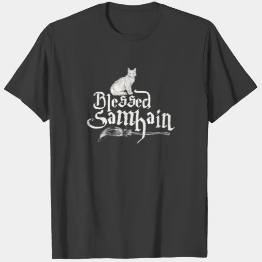Blessed Samhain - Cat Witches Broom 2 T-shirt