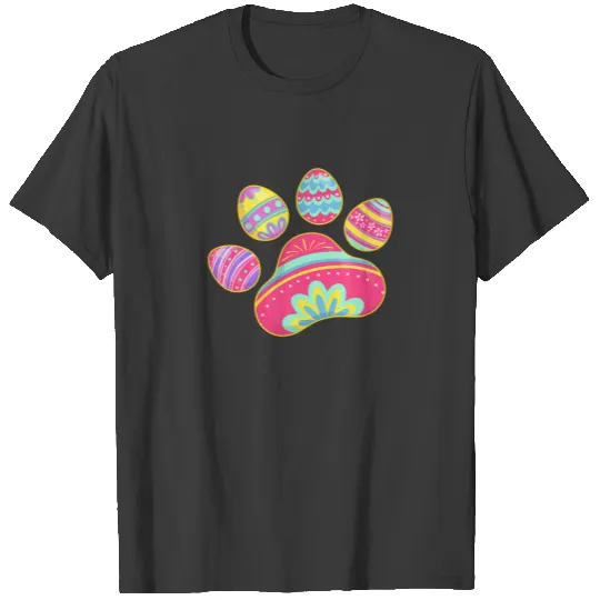 Cute Dog Cat Paw Easter Egg Girls Wo T-shirt