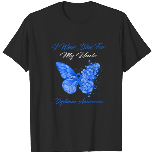 Discover Butterfly I Wear Blue For My Uncle Dystonia Awaren T-shirt