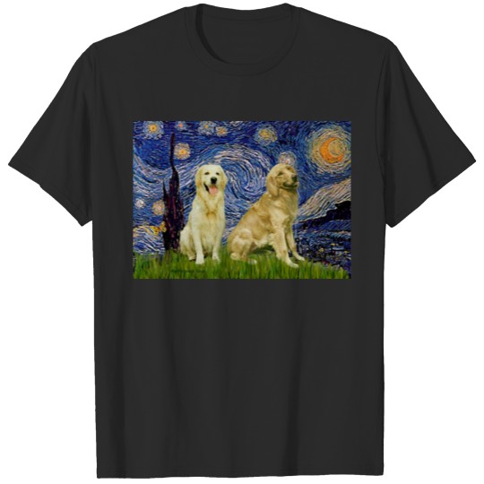 Discover Golden Retriever Pair 3 - Starry Night T-shirt