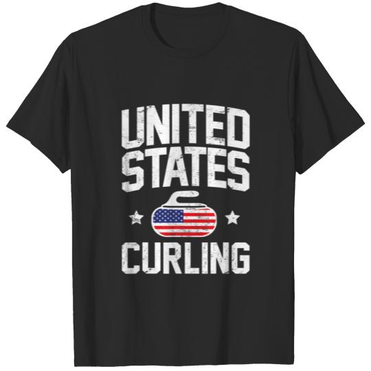 United States Curling Team American Flag Stars T-shirt