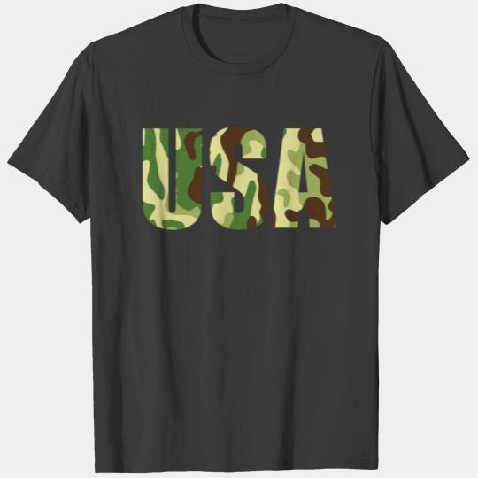 USA khaki camouflage sign T-shirt