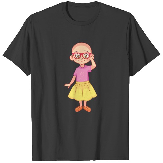 Going Back to School Bald Girl with Glasses T-shirt