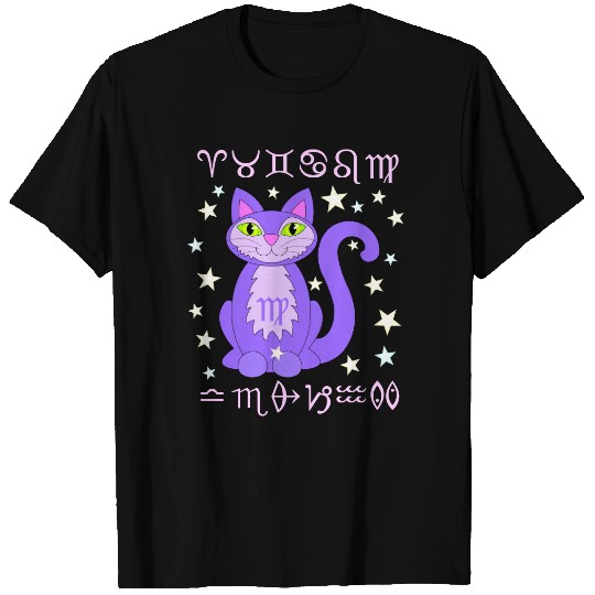 Virgo Zodiac Cat Kitty Stars Astrology T-shirt