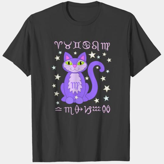 Virgo Zodiac Cat Kitty Stars Astrology T-shirt
