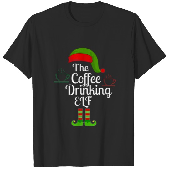 Discover Coffee Drinking Elf Matching Family Christmas Funn T-shirt