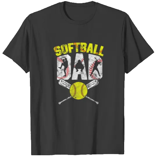 Mens Funny Softball Dad Team Sports Vintage Softba T-shirt
