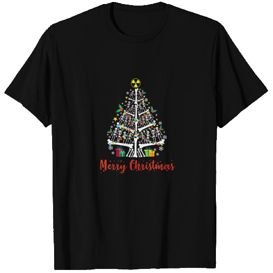 Merry Christmas Skull Skeleton Tree Radiology Radi T-shirt