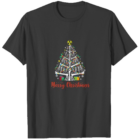 Merry Christmas Skull Skeleton Tree Radiology Radi T-shirt