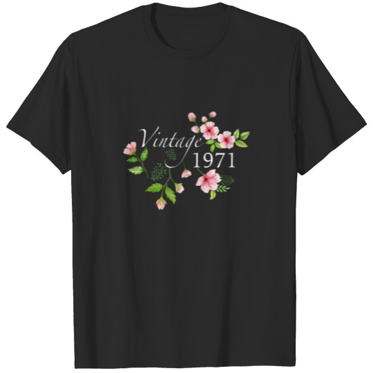 Vintage 1971 Cherry Blossom 51St Birthday Mothers T-shirt