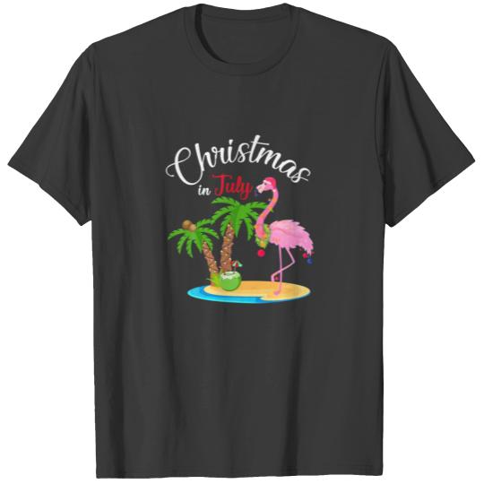 Funny Flamingo Christmas In July T-shirt