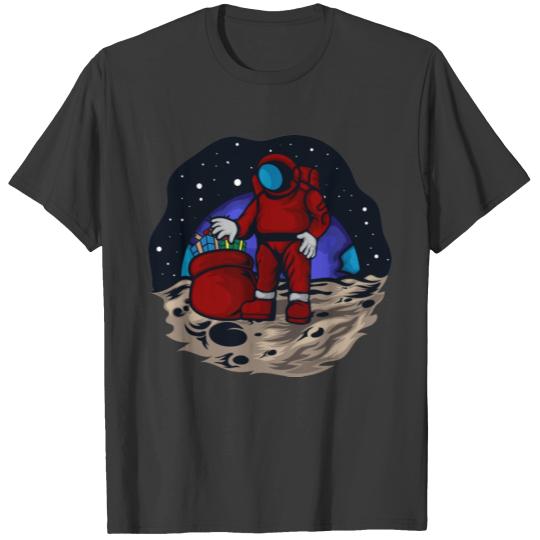 Astro Santa Brings Gift On The Moon T-shirt
