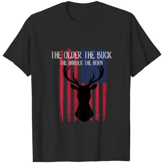Deer Hunting Older Men Funny Patriotic USA Flag Vi T-shirt