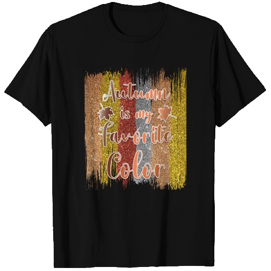 Trendy Autumn Glitter Leaves Plus Size T-shirt