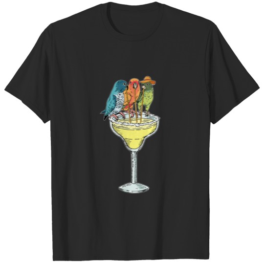 Parrots On Vacation Drinking Margarita Hawaiian Bi T-shirt