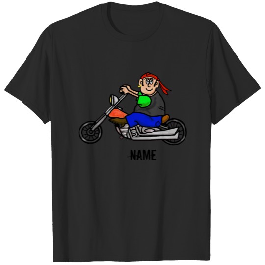 Discover Funny Cartoon Male Motorcycle Biker T-shirt