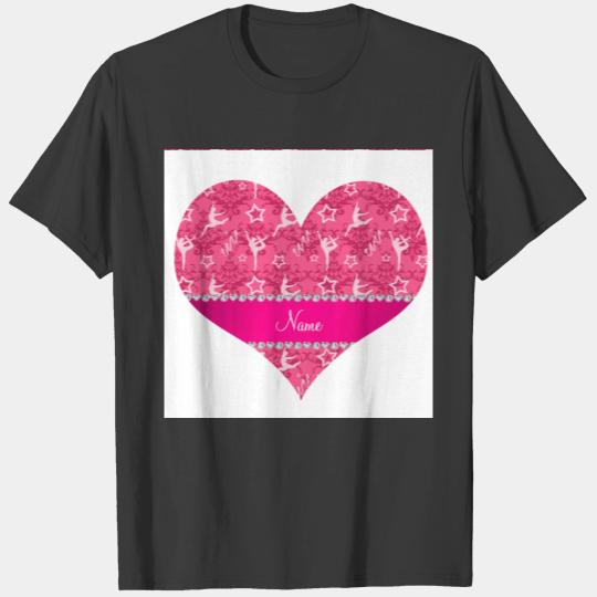 Personalized name pink damask gymnastics T-shirt