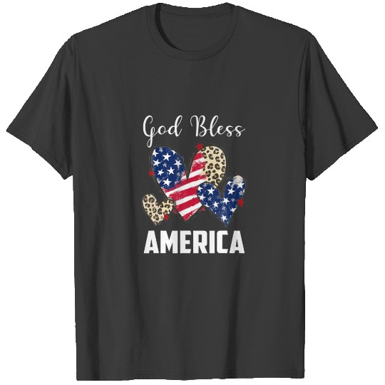 God Bless America Leopard Us Heart Christian 4Th O T-shirt