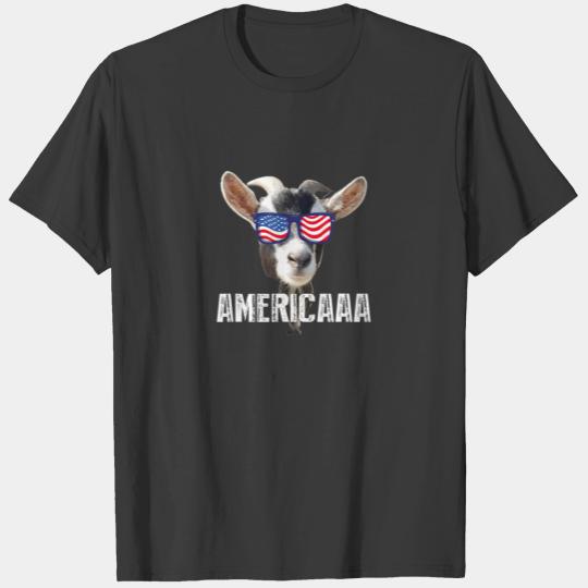Americaaa Goat Sunglasses Funny Fourth July 4Th T-shirt