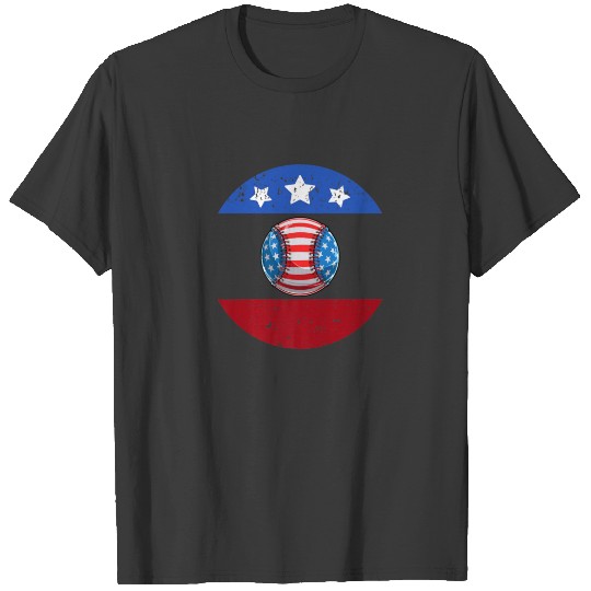 Vintage USA American Flag Baseball 4Th Of July Pat T-shirt