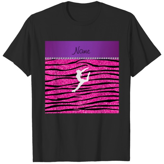 Discover Name gymnast neon not pink glitter zebra stripes T-shirt