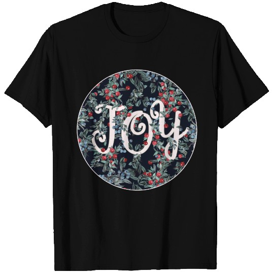 Joy! Christmas festive red berries pattern T-shirt