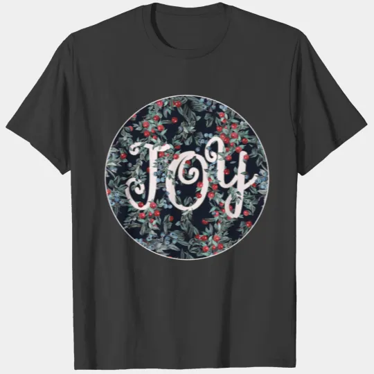 Joy! Christmas festive red berries pattern T-shirt